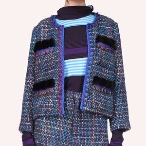 Anna Sui Multi Tweed Jacket - Turquoise Size 4